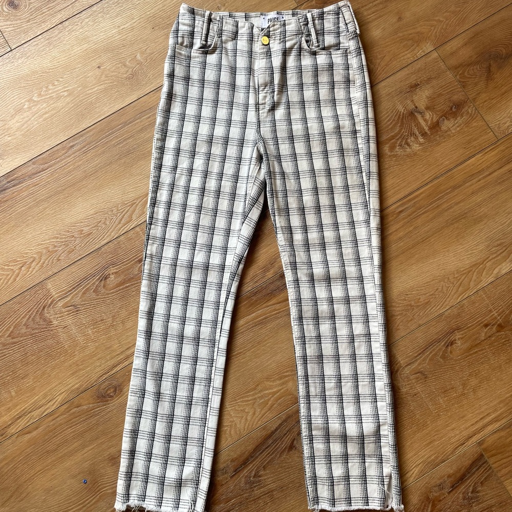 PAIGE Black and White Plaid‎ Trousers